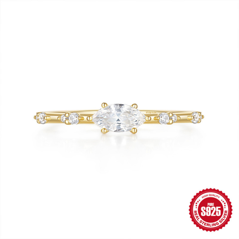 New 925 Sterling Silver Horse Eye Inlaid Diamond High-End Fashion Ring Accessory Xiaohongshu Same Style Hot-Selling Index Finger Ring