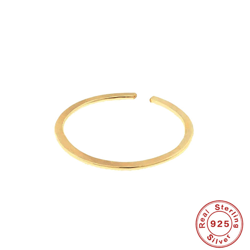 S925 Sterling Silver Plain Band Ring for Women Minimalist Personality Smooth Trendy Niche Versatile Open Ring
