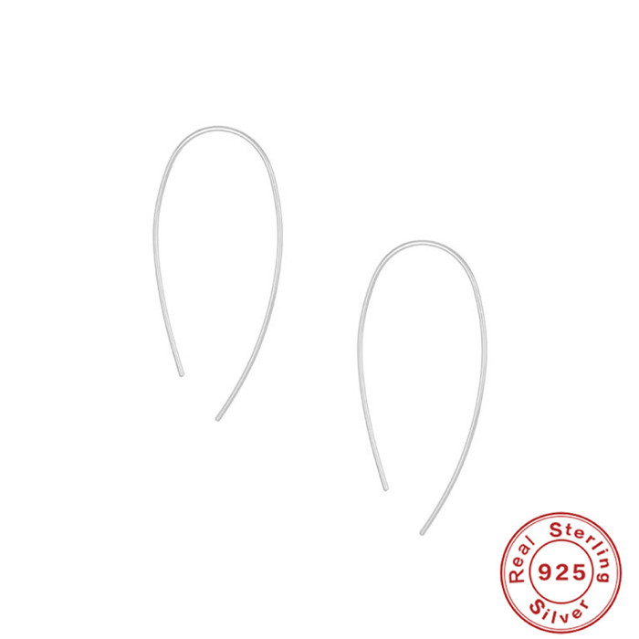 S925 Sterling Silver Personality Simple Line Versatile Earrings Fashion Minimalist Ins Style Handmade Minimalist Earr...