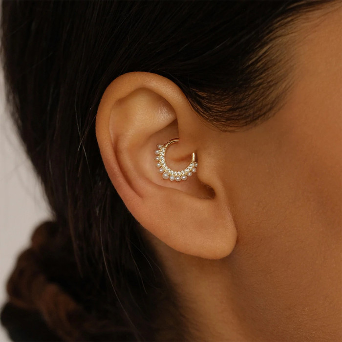 S925 Sterling Silver INS Minimalist Ear Bone Stud Earrings European and American Style Personality Ear Bone Clip Ear Piercing Nose Ring Accessories for Women