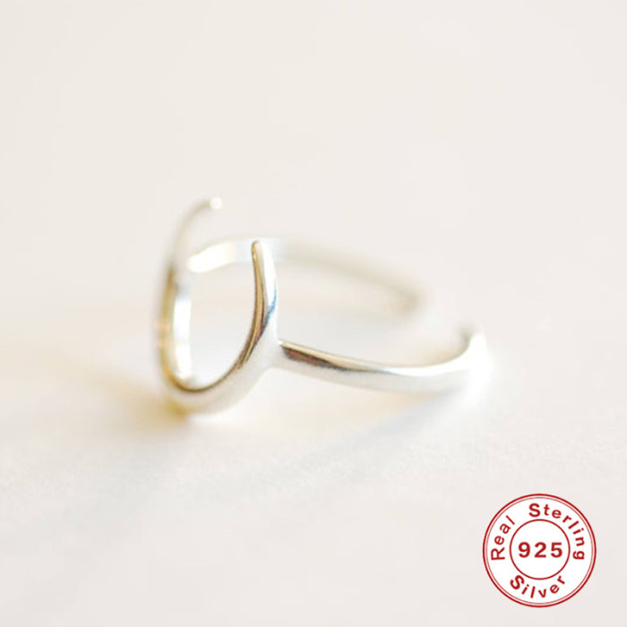 S925 Sterling Silver Creative Personality Moon Open Ring Korean Style Elegant Personality Xiaohongshu Hot-Selling Ind...