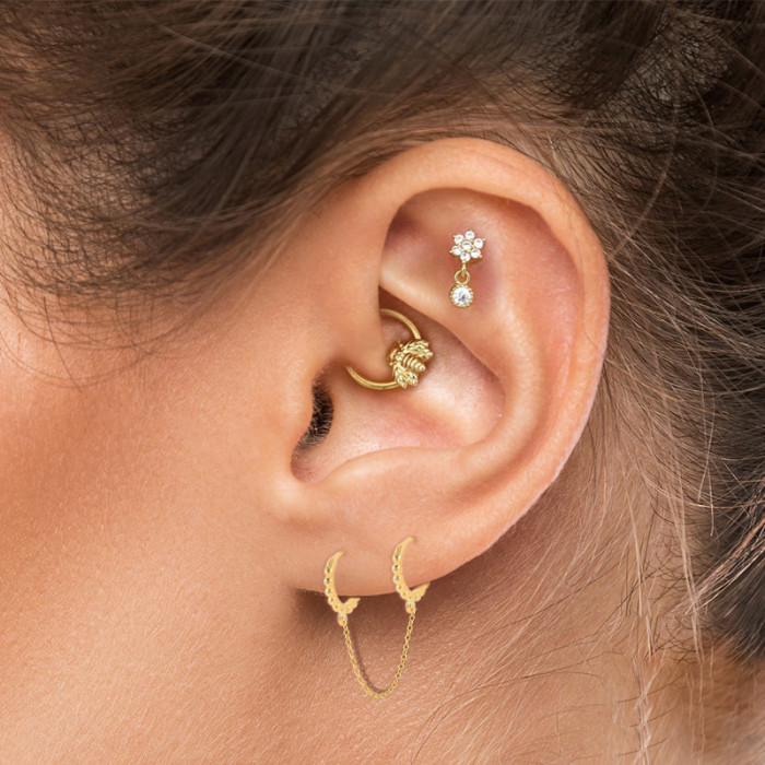 S925 Sterling Silver Single Round Tassel Chain Earrings European and American Hot Selling Fashion Simple Personality INS Earrings Jewelry