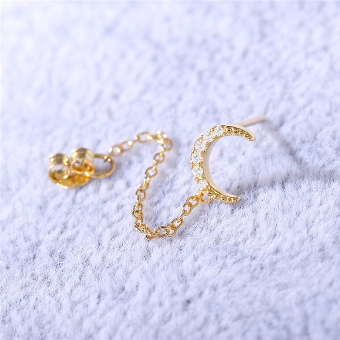 S925 Sterling Silver Single Tassel Earrings Fashion Simple Versatile Stone-Studded Ear Clips Ear Lines Factory Dire...