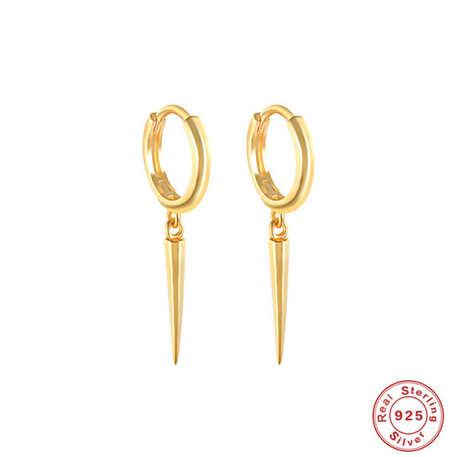 S925 Sterling Silver Stud Cone Earrings Ear Clips for Women European and American Fashion Simple Ins Style Hoop Earrings Ear Jewelry Ear Drops