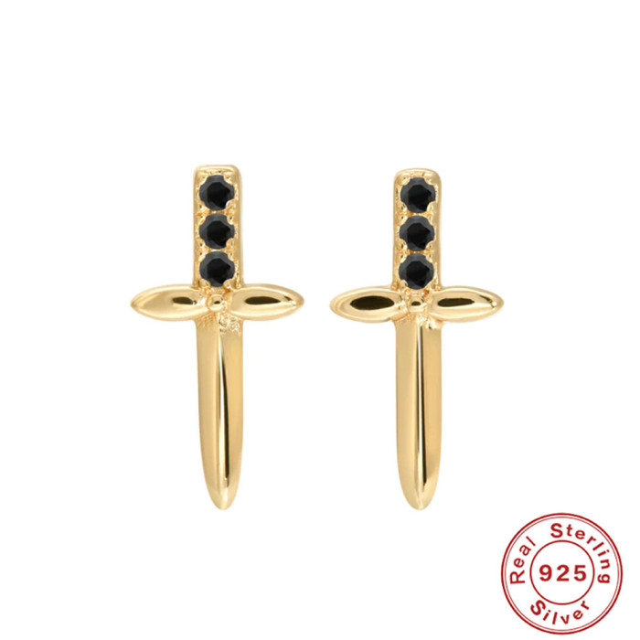 S925 Sterling Silver Dagger Cross Earrings Demon Eye Star Moon Pendant Hoop Earrings European and American Hot-Selling Earrings for Women