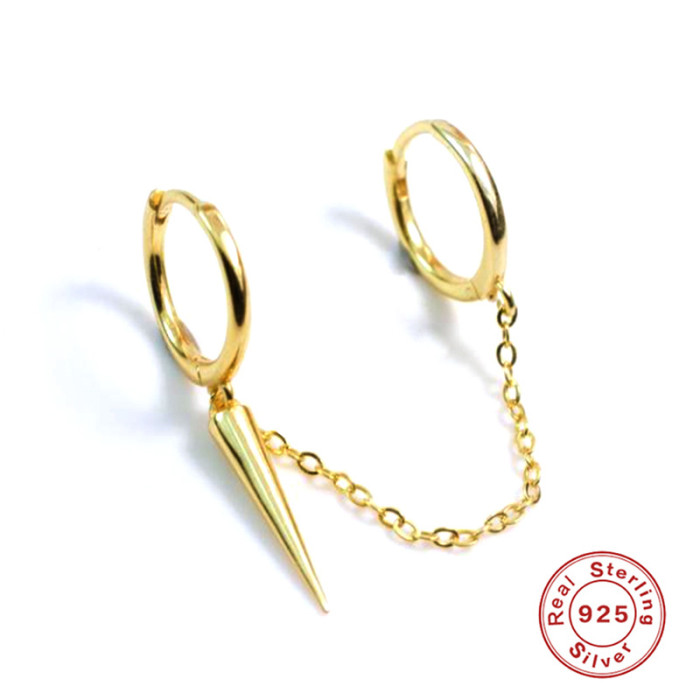 S925 Sterling Silver Single Mixed Chain Double Wear Pendant Hoop Earrings European and American Fashion Simple Personality INS Earrings