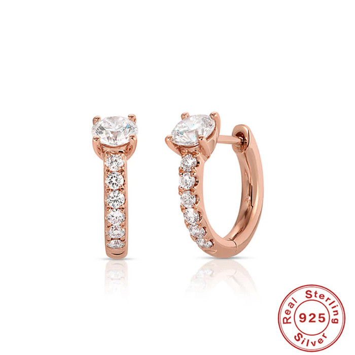 S925 Sterling Silver Inlaid Diamond High-end Earrings Hoop European and American Hot-selling Design Perfect Round Zircon Ins Style Earrings