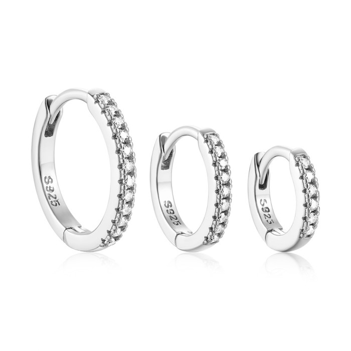 S925 Sterling Silver Earrings Fashion Ins Style Classic Moissanite Earrings Ear Clips Versatile Single Row Inlaid Dia...