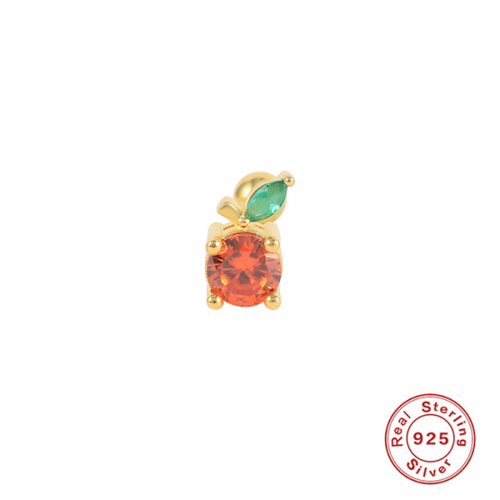 S925 Sterling Silver INS Style Fun Fruit Threaded Piercing Cartilage Earrings Korean Niche Lightweight Body Piercing Jewelry