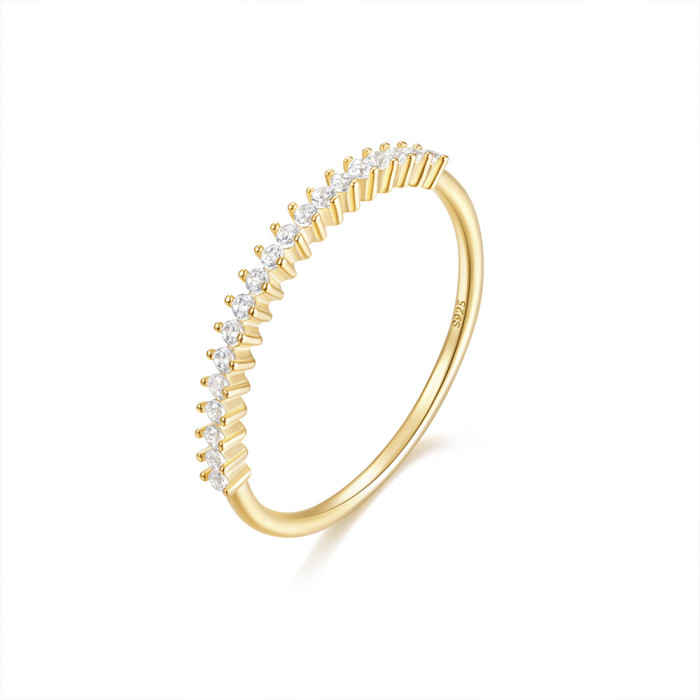 S925 Sterling Silver Single Row Diamond Inlaid Niche High-end Ring Korean Style Internet Celebrity Elegant Light Luxury Design Index Finger Ring