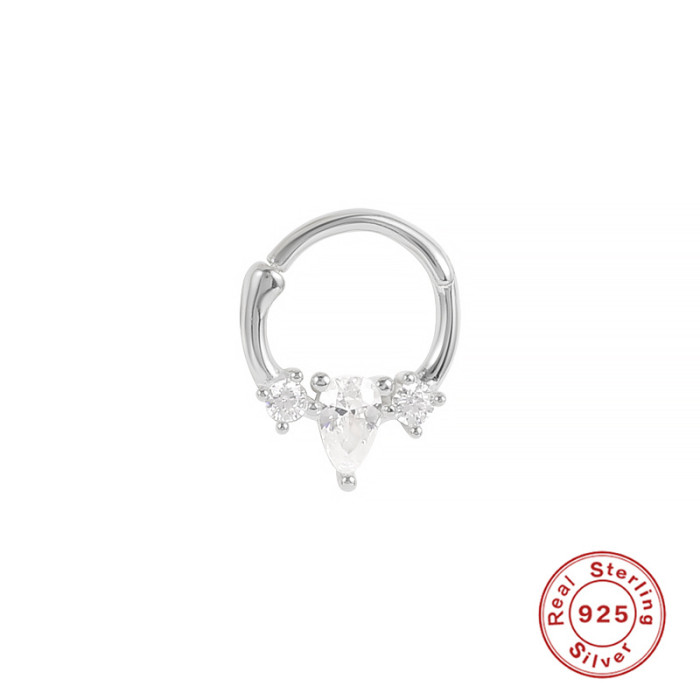 S925 Sterling Silver Round Diamond-Studded Piercing Cartilage Stud Earrings Cross-Border Best-Selling Personality Trendy INS Style Ear Bone Studs