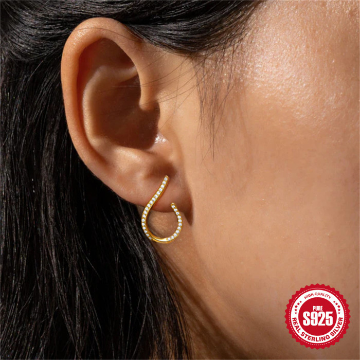 New 925 Sterling Silver Personality Wave Hoop Earrings Fashion Hot Selling Ins Style Irregular Diamond Earrings