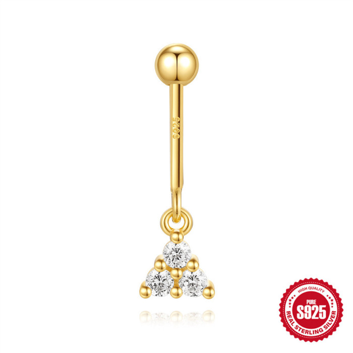 S925 Sterling Silver Snowflake Marquise Diamond Ball Flat Back Vertical Thread Piercing Ear Bone Stud European and American Hot Selling Ear Jewelry