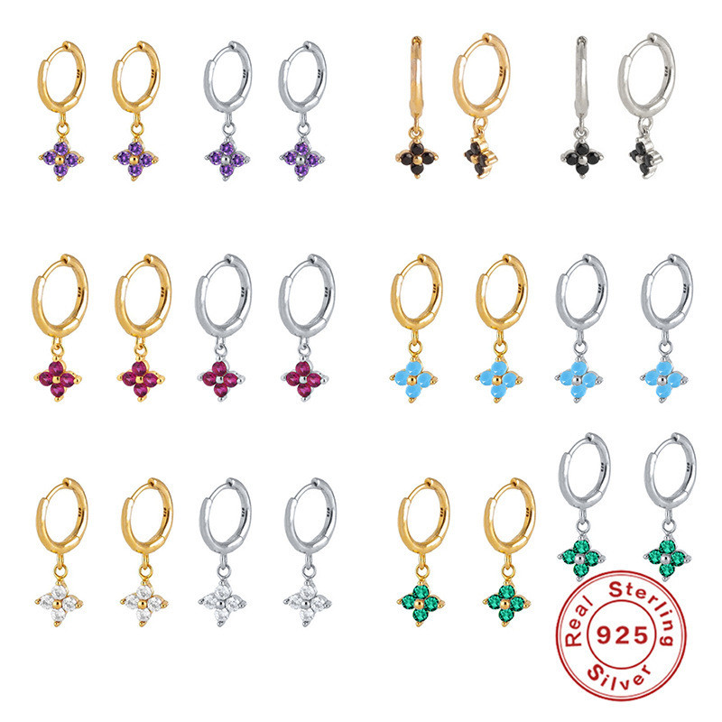 S925 Sterling Silver Diamond-Encrusted Snowflake Hoop Earrings European and American Hot-Selling Creative Fashionable INS Style Earrings