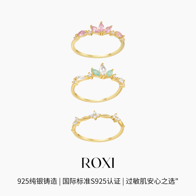 S925 Sterling Silver Colorful Diamond Sweet Ring for Women, Korean and Japanese Simple Ins Style, Personalized Light Luxury, Exquisite Fresh Index Finger Ring