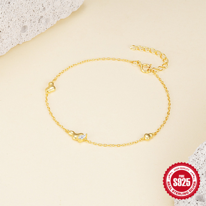 New S925 Sterling Silver Zircon Heart Bracelet Korean Style Niche Fresh Personality Design Fashion Irregular Bracelet