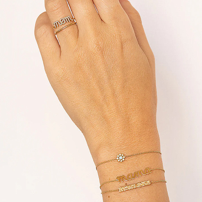 S925 Sterling Silver Minimalist Smooth Letter Mama Bracelet New Daily Versatile Elegant Jewelry Bracelet