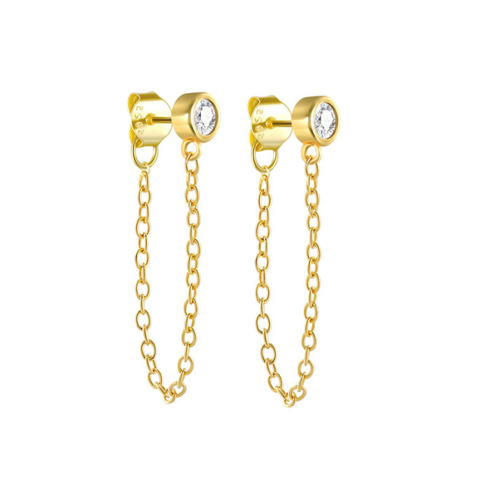 New Hot-Selling S925 Sterling Silver Drop Earrings Ear Line European and American Hot-Selling Light Luxury Personality Versatile Stud Earrings Ear Clips Ear Jewelry