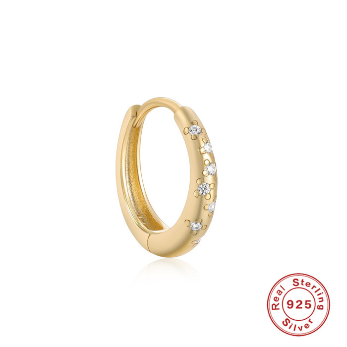 S925 Sterling Silver INS Classic Small Flower Zircon Hoop Earrings Ear Clips Earrings Cross-Border Hot Selling Diamond-Studded Light Luxury Elegant Earrings