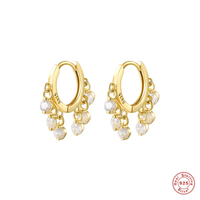 S925 Sterling Silver Luxurious Personality Six Diamond Stud Earrings Korean Fashion Trend INS European and American Hot-Selling Earrings