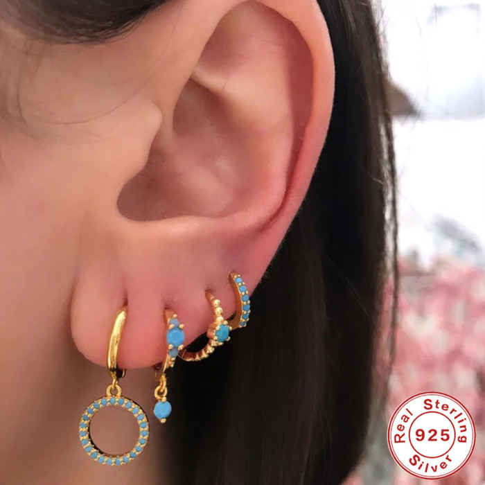 S925 Sterling Silver Round Circle Diamond-Studded Hoop Earrings Ear Clips Earrings European and American Hot-Selling Light Luxury Classic Retro INS Earrings