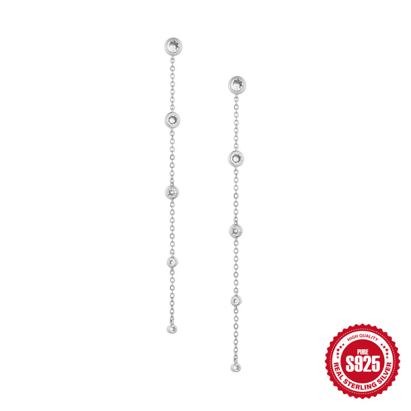 S925 Sterling Silver Long Tassel Exquisite Light Luxury Earrings Korean Style Hot-Selling Super Fairy Niche Temperament Simple Ear Jewelry