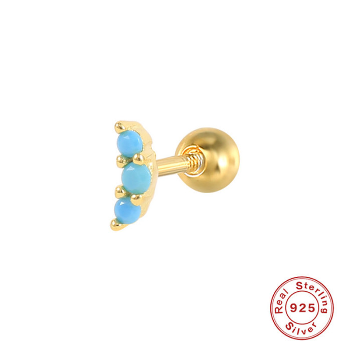 S925 Sterling Silver Piercing INS Style Three Mini Diamond-Studded Threaded Piercing Earrings European and American Best-Selling Trendy Ear Bone Studs