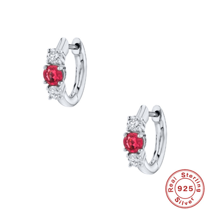 S925 Sterling Silver Main Diamond Surrounded Small Diamond Hoop Earrings Fashion Ear Clips Ear Jewelry European and American Hot Sale Personality Trendy Earrings for Women