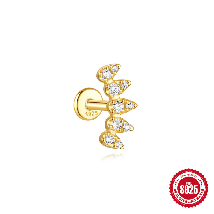 S925 Sterling Silver Geometric Kite Inlaid Diamond Chain Tassel Flat Head Piercing Threaded Ear Bone Stud AliExpress Hot-Selling Earrings