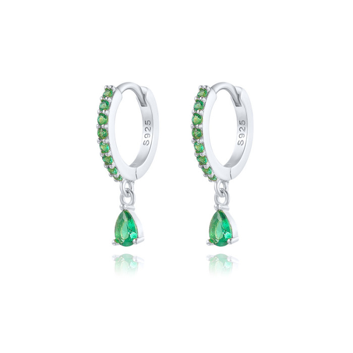 ROXI Luxury High-End Diamond-Studded Colorful Water Drop Hoop Earrings European and American Hot-Selling Ins Style Brass Earrings Jewelry