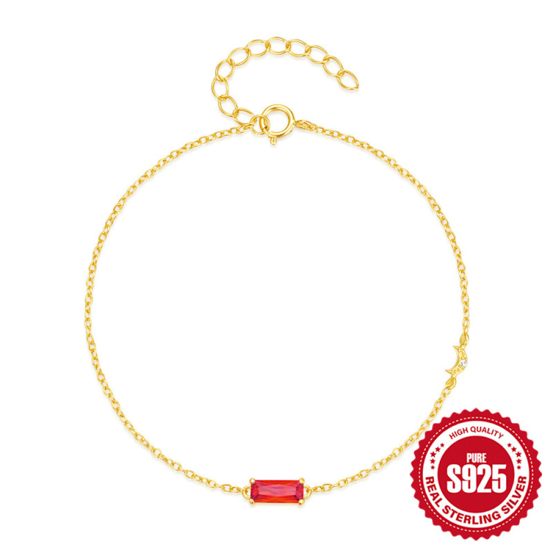 New 925 Sterling Silver Classic Simple Rectangular Versatile Bracelet Korean and Japanese Internet Celebrity Hot Selling Diamond-Encrusted Personalized Jewelry