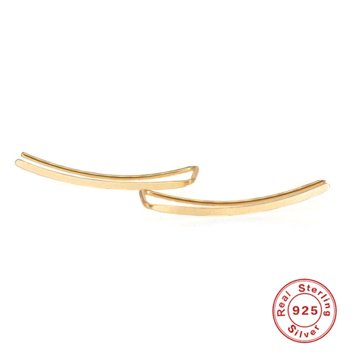 S925 Sterling Silver INS Minimalist Line Personality Ear Hook Earrings Studs Fashionable Bestselling Versatile Earrings Ear Clips
