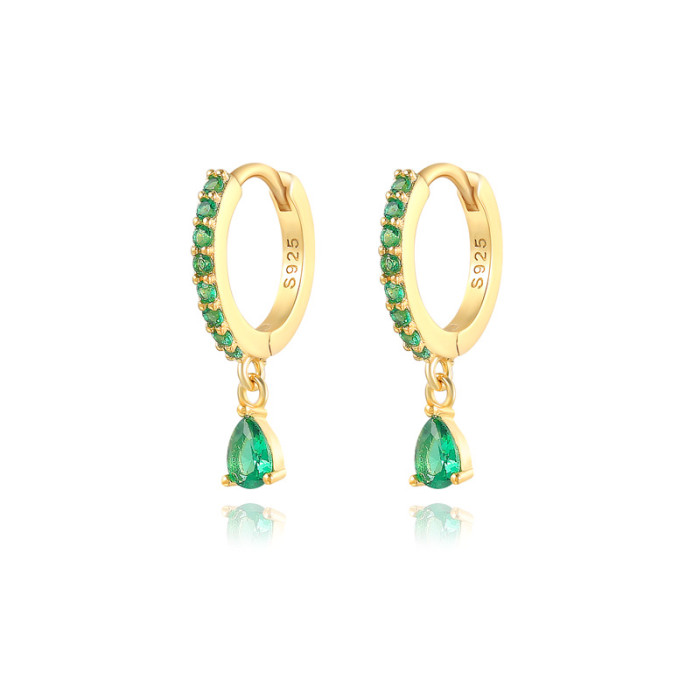 ROXI Luxury High-End Diamond-Studded Colorful Water Drop Hoop Earrings European and American Hot-Selling Ins Style Brass Earrings Jewelry