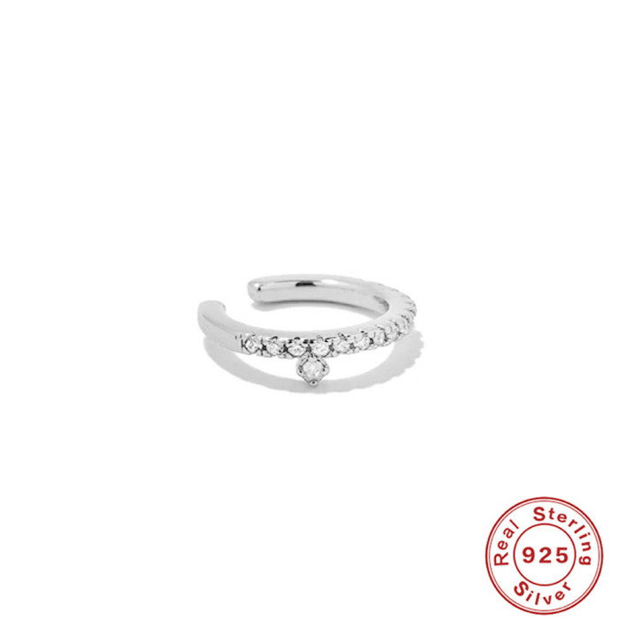 S925 Sterling Silver Minimalist Fashion Pave No Piercing Ear Clip Earrings AliExpress Cross-Border Hot Selling Diamond-Studded Elegant Earrings