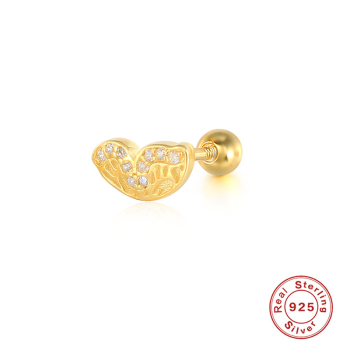 Hot Selling 925 Sterling Silver Colorful Diamond-Studded Spiral Round Bead Piercing Ear Bone Stud European and American Bestselling Cute INS Trendy Earrings