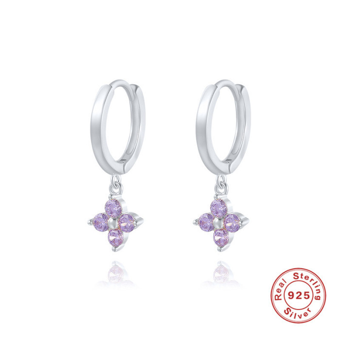 S925 Sterling Silver Stone-Encrusted Snowflake Hoop Earrings Hot-Selling Creative Fashionable INS Style Earrings