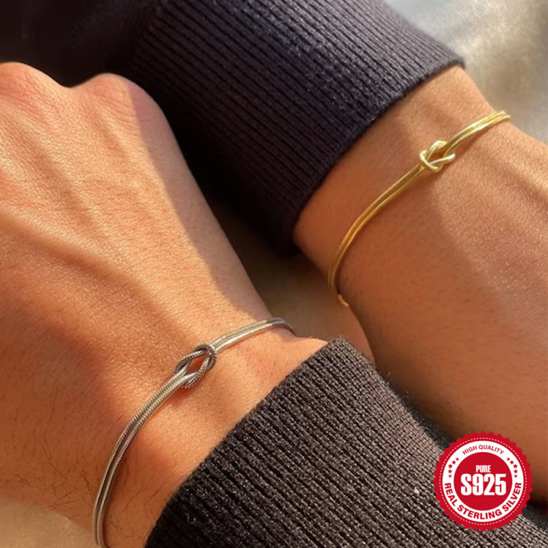 S925 Sterling Silver Snake Bone Chain Couple Daily Wear Bracelet Korean Version Niche Design Sense Hand Jewelry Elegant Light Luxury Bracelet