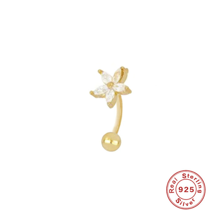 S925 Sterling Silver Light Luxury Threaded Piercing Stud Earrings European and American Hot Selling Geometric Personality INS Style Piercing Ear Bone Stud