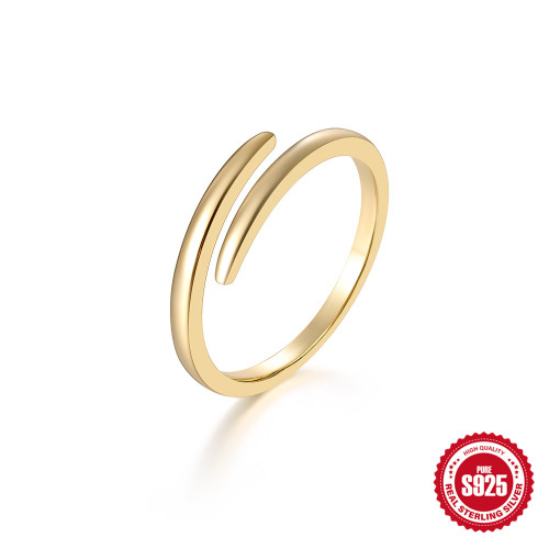 S925 Sterling Silver Open Smooth Ring Wedding Bands Jewelry Korean Style Minimalist INS Index Finger Ring
