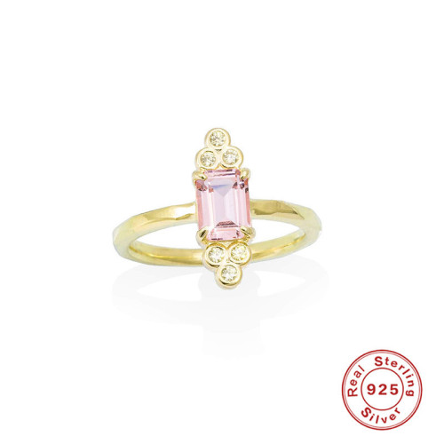 S925 Sterling Silver High-End Inlaid Diamond Gemstone Opal CANNES Ring European and American French Style Adjustable Index Finger Ring