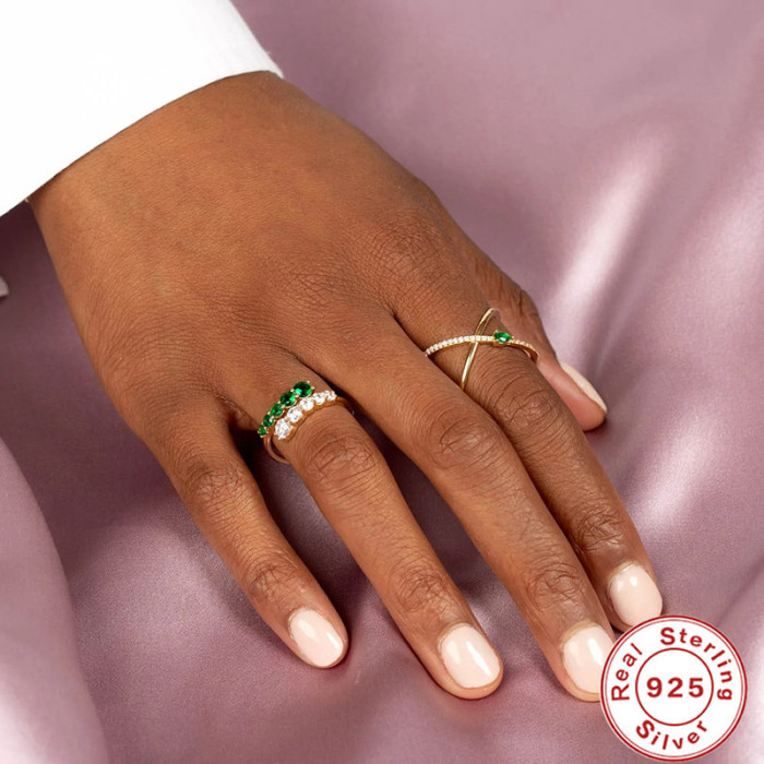 S925 Sterling Silver Mini Adjustable Stone Ring Bestselling Elegant Trendy Fashionable Index Finger Ring