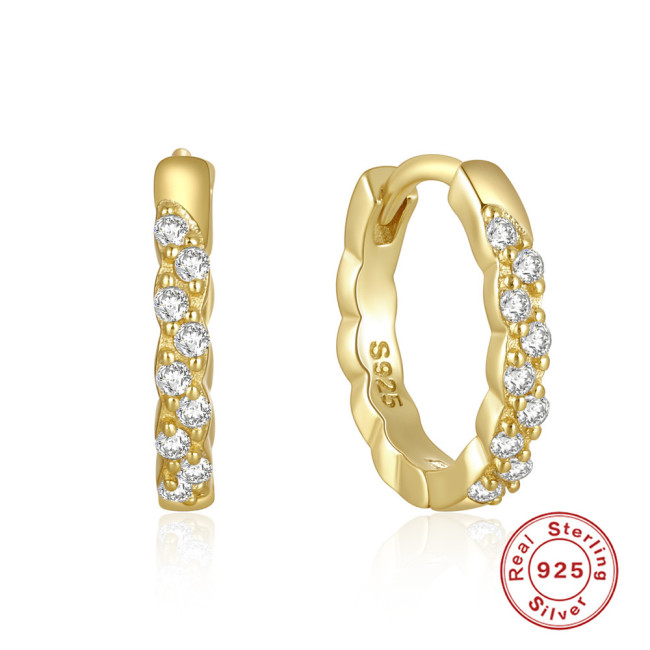 S925 Sterling Silver Simple Classic Diamond-Studded Hoop Earrings Ear Clips Earrings European and American Hot-Selling Light Luxury Elegant Personality INS Earrings