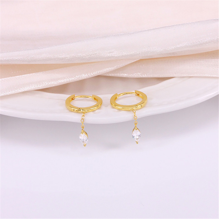 925 Sterling Silver Korean Fashion Trendy Horse Eye Tassel Pendant Earrings Versatile Light Luxury Hoop Earrings Jewelry for Women