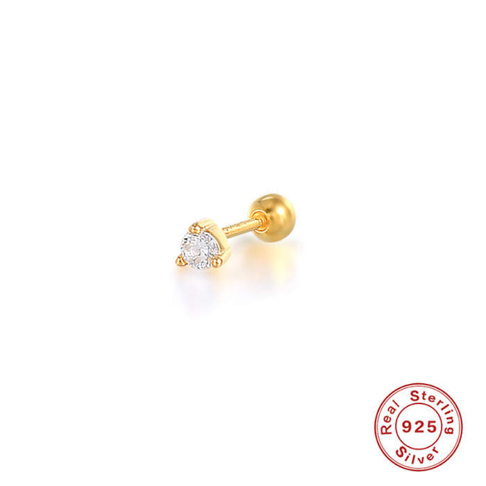 Hot Selling 925 Sterling Silver Colorful Diamond-Studded Spiral Round Bead Piercing Ear Bone Stud European and American Bestselling Cute INS Trendy Earrings