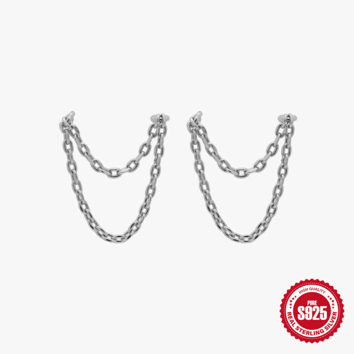 S925 Sterling Silver Hot-Selling Earrings Fashion Ins Style Stud Earrings Chain Tassel Ear Thread Female Chain