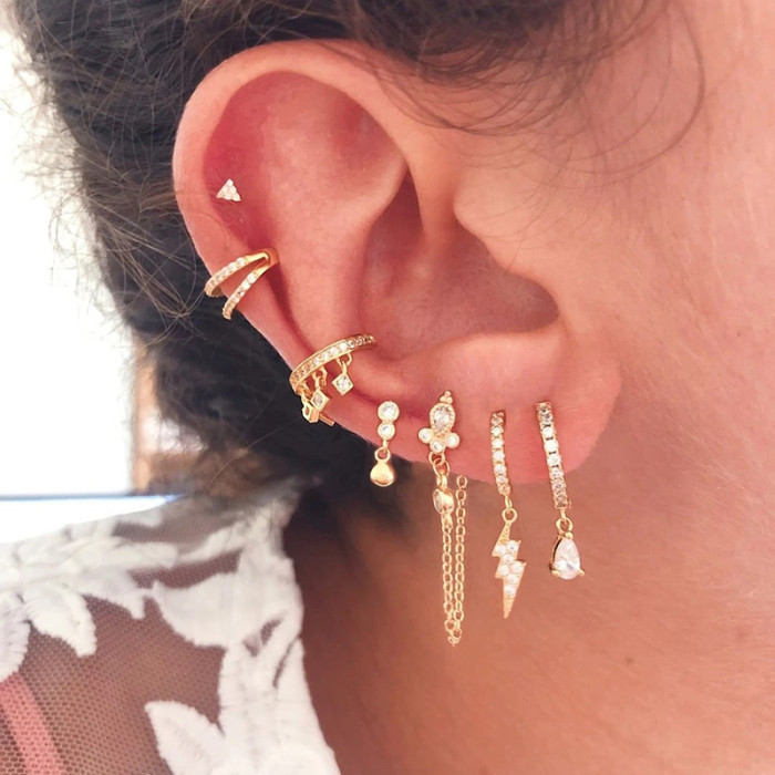 ROXI Luxury High-End Diamond-Studded Colorful Water Drop Hoop Earrings European and American Hot-Selling Ins Style Brass Earrings Jewelry