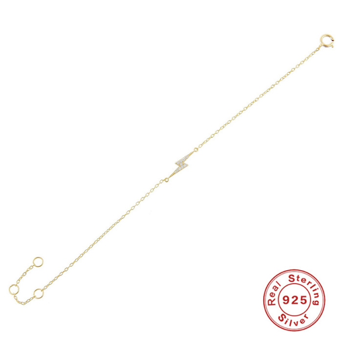 S925 Sterling Silver Lightning Diamond Bracelet Internet Celebrity Street Style Same Style Inlaid Diamond Exquisite Jewelry K Gold Plated Light Luxury Hand Accessories for Women