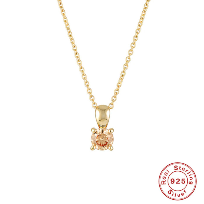 S925 Sterling Silver INS Style Simple Daily Matching Collarbone Chain European and American Hot Selling Monthly Birthstone Inlaid Diamond Necklace for Women