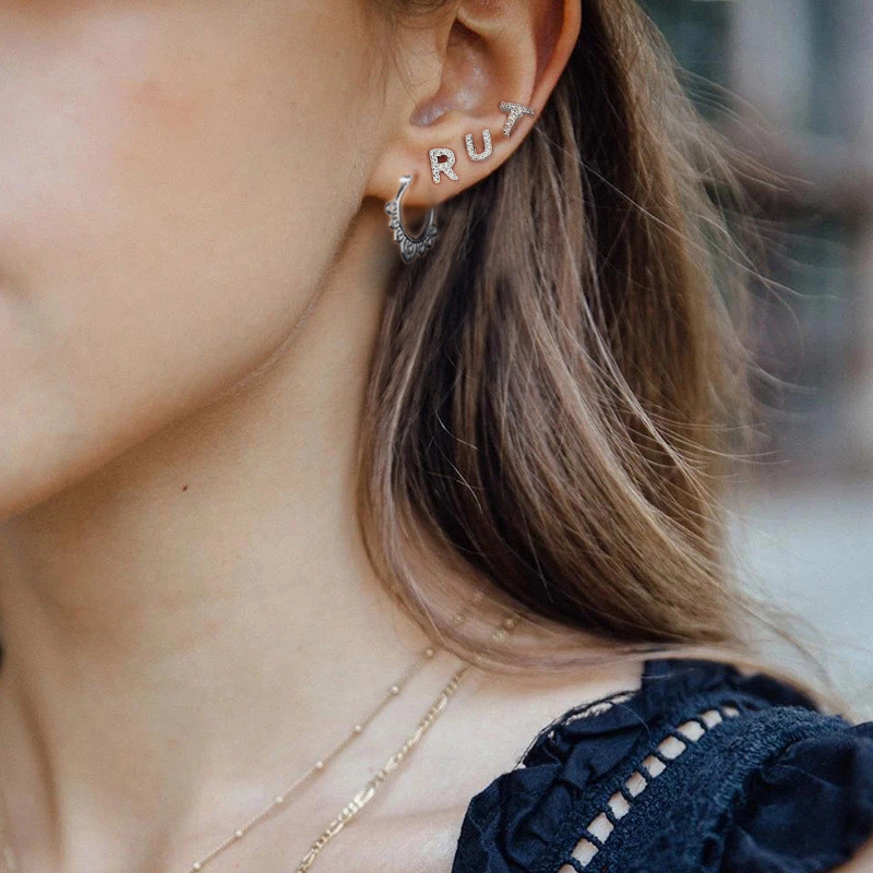 S925 Sterling Silver Personalized Hollow Pattern Earrings European and American Hot Selling Creative Fashion Simple Ins Style Women's Earrings