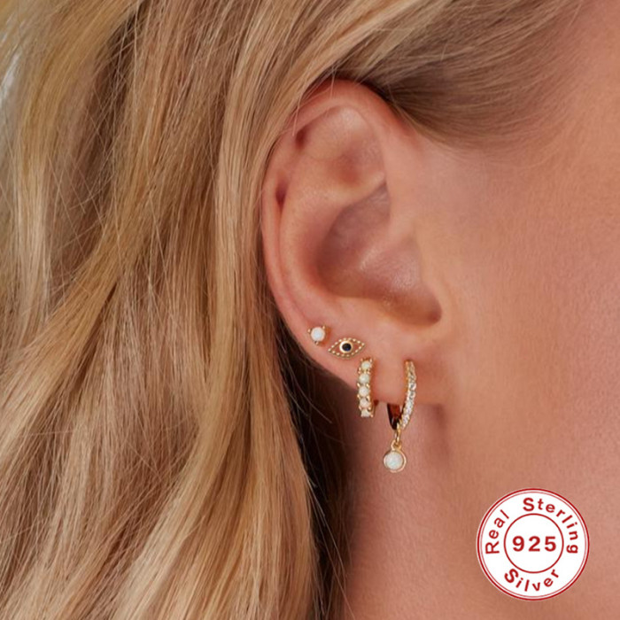 S925 Sterling Silver Bohemian Tassel Eye Piercing Jewelry European and American Threaded Earrings Elegant Ear Bone Stud Earrings for Women
